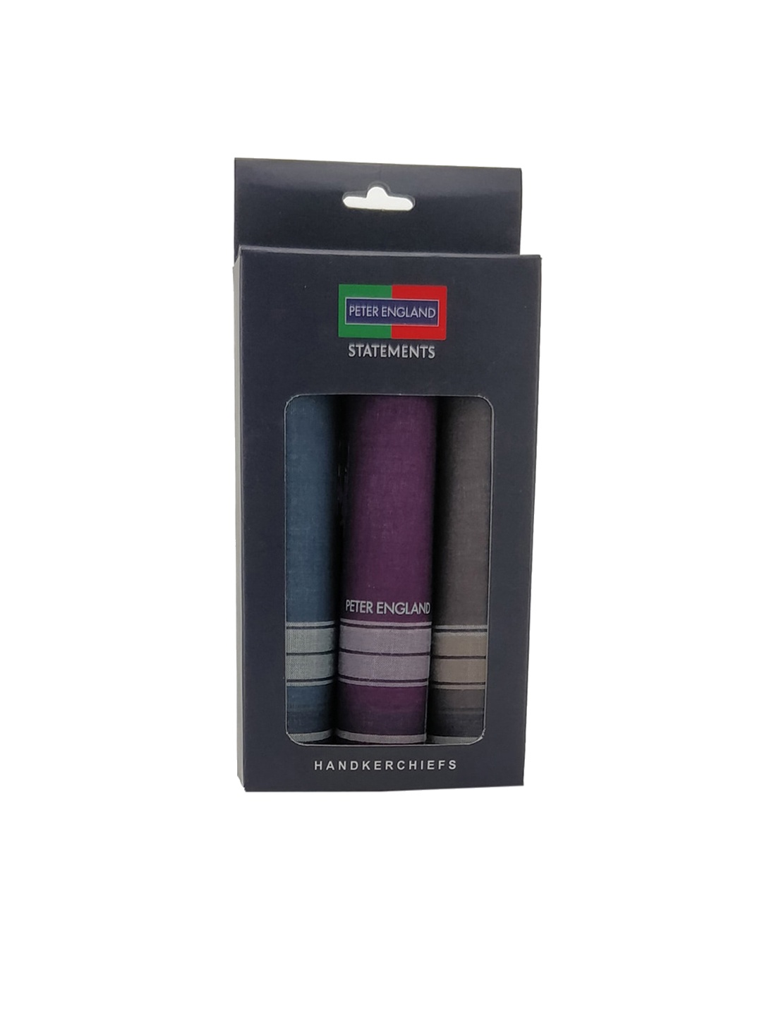 

Peter England Men Pack Of 3 Striped Cotton Handkerchiefs, Blue