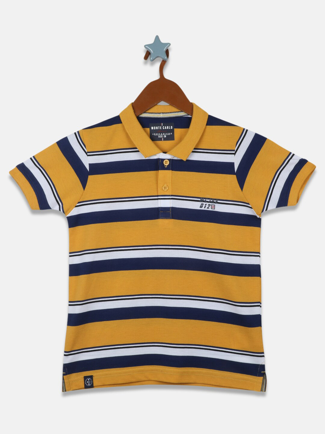 

Monte Carlo Boys Striped Polo Collar Cotton T-shirt, Yellow