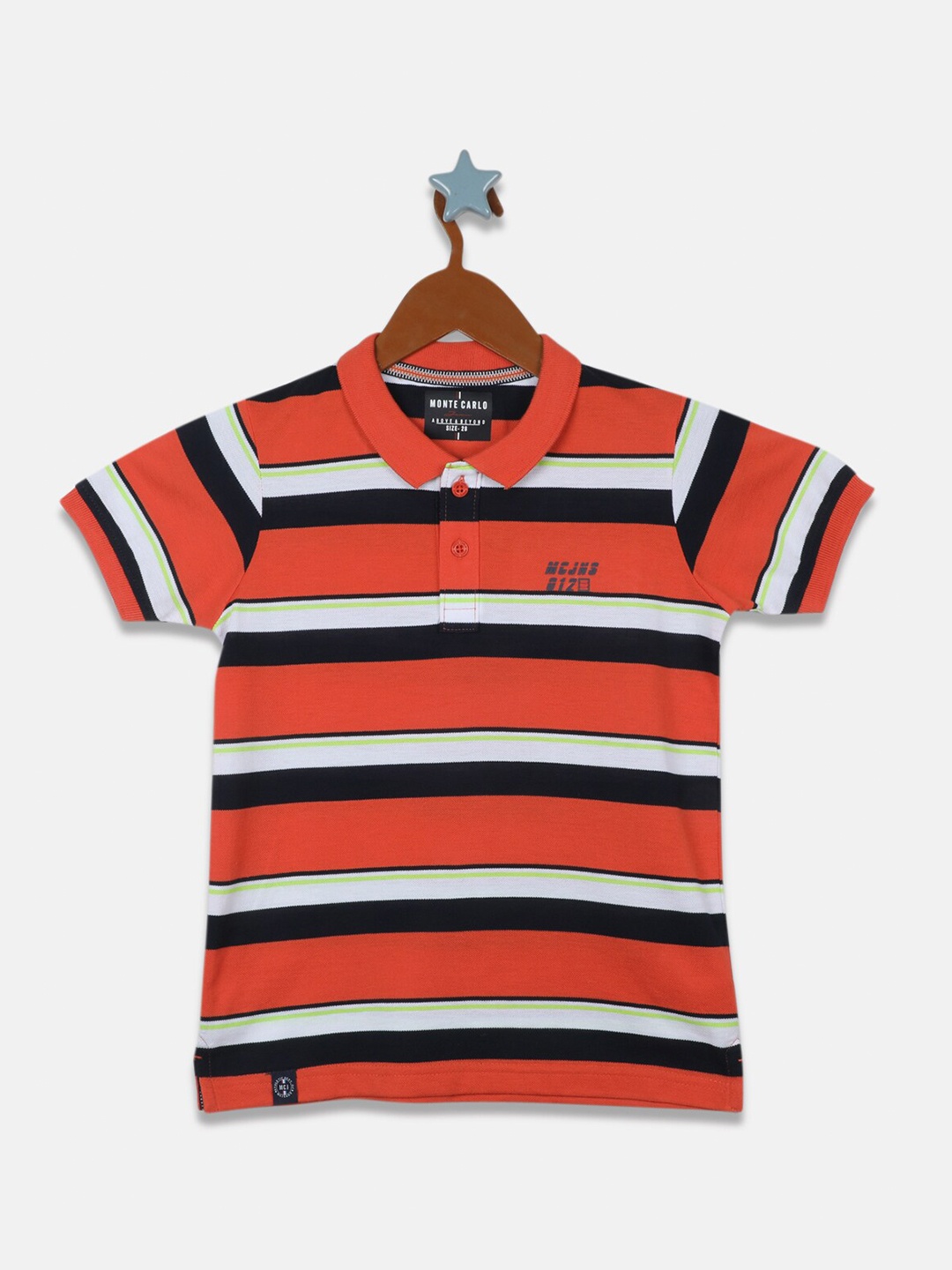 

Monte Carlo Boys Striped Polo Collar T-shirt, Orange