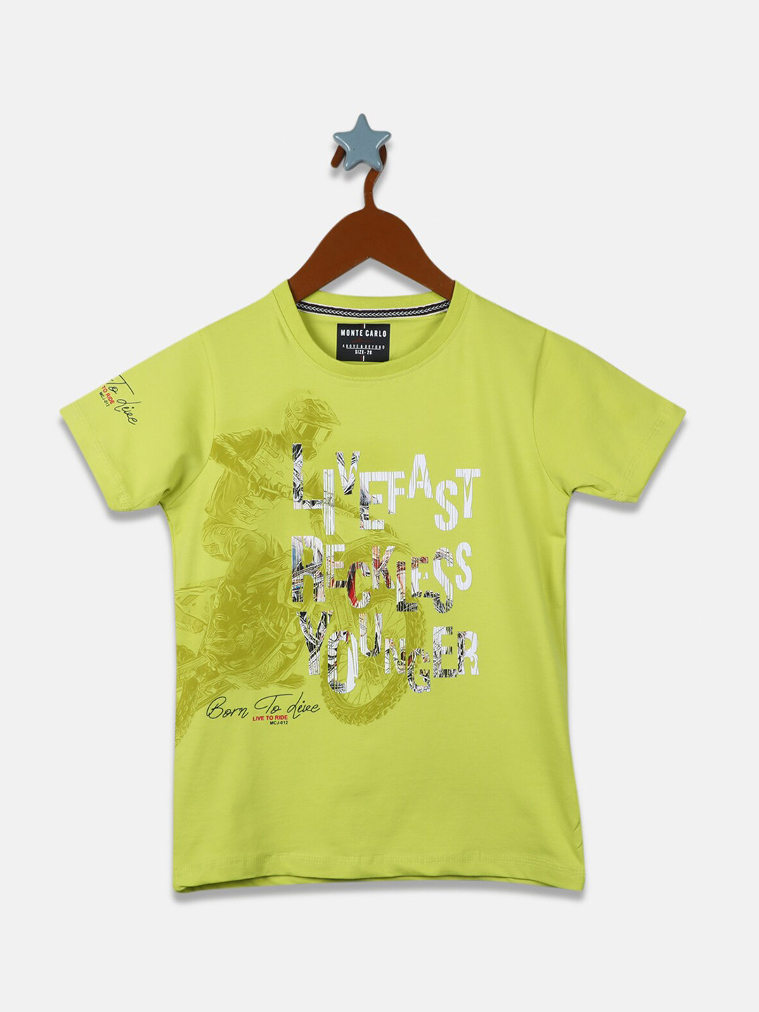

Monte Carlo Boys Typography Printed Cotton T-Shirt, Green