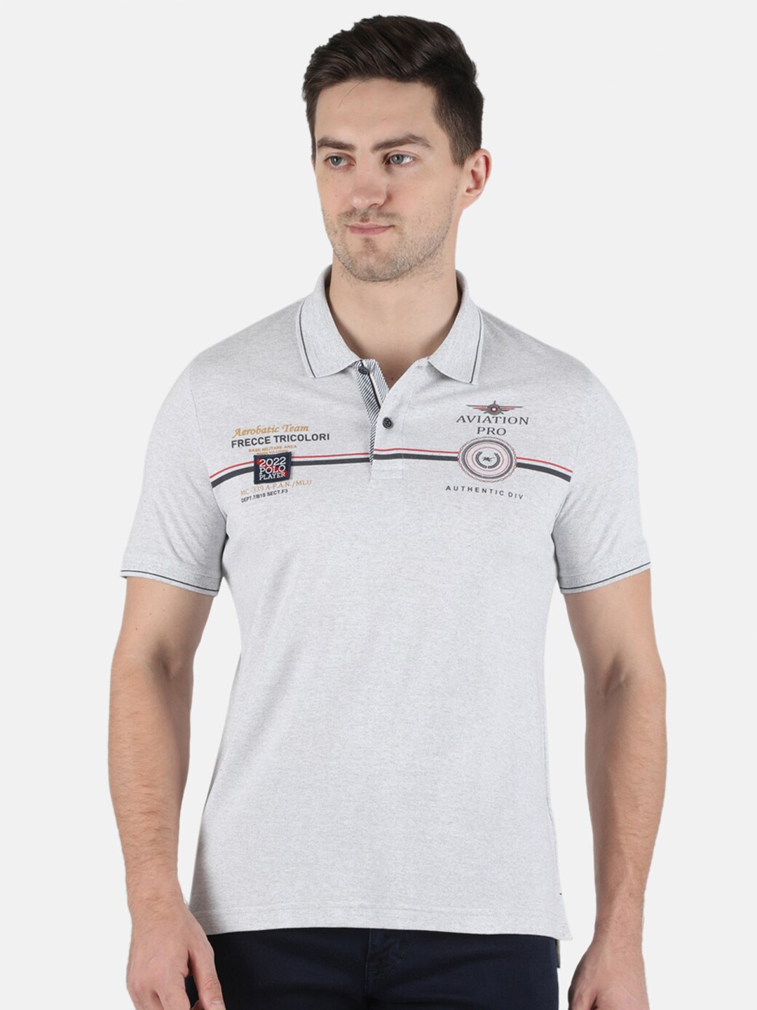 

Monte Carlo Typography Printed Polo Collar Slim Fit T-shirt, Cream