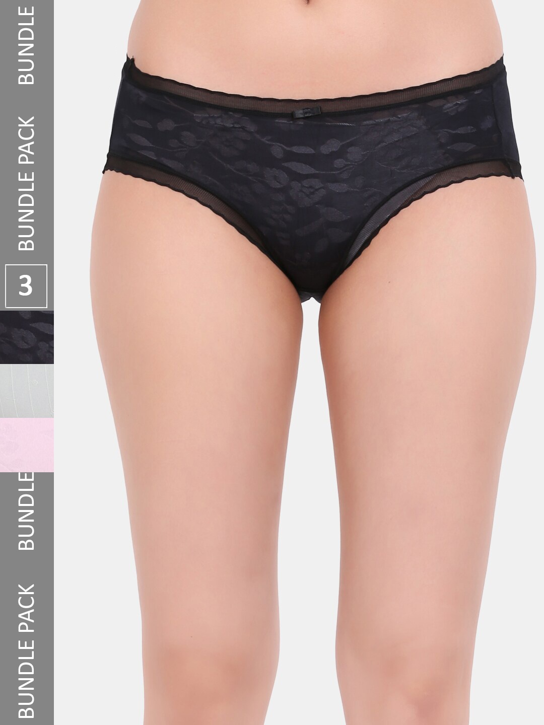 

Amour Secret Women Pack Of 3 Self Design Leakproof Basic Briefs, Black