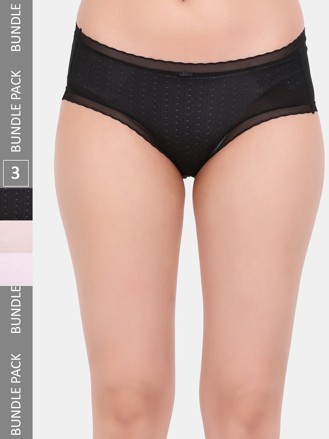 

Amour Secret Pack Of 3 Printed Mid-Rise Leak-Proof Hipster Briefs, Black