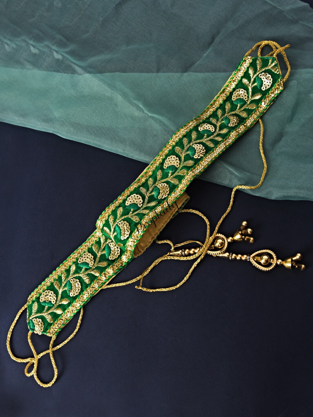 

Proplady Embellished Saree Belt, Green