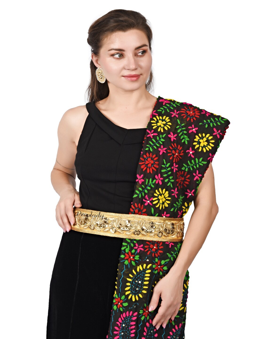 

Proplady Zari Embellished Saree Belt, Gold