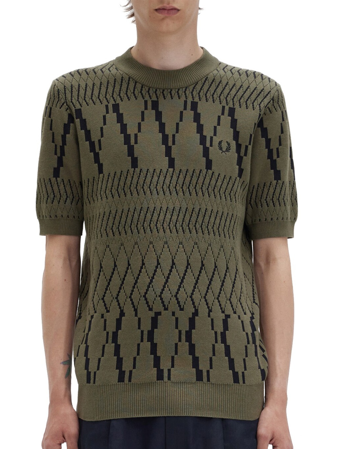 

Fred Perry Self Design Round Neck Cotton T-shirt, Green