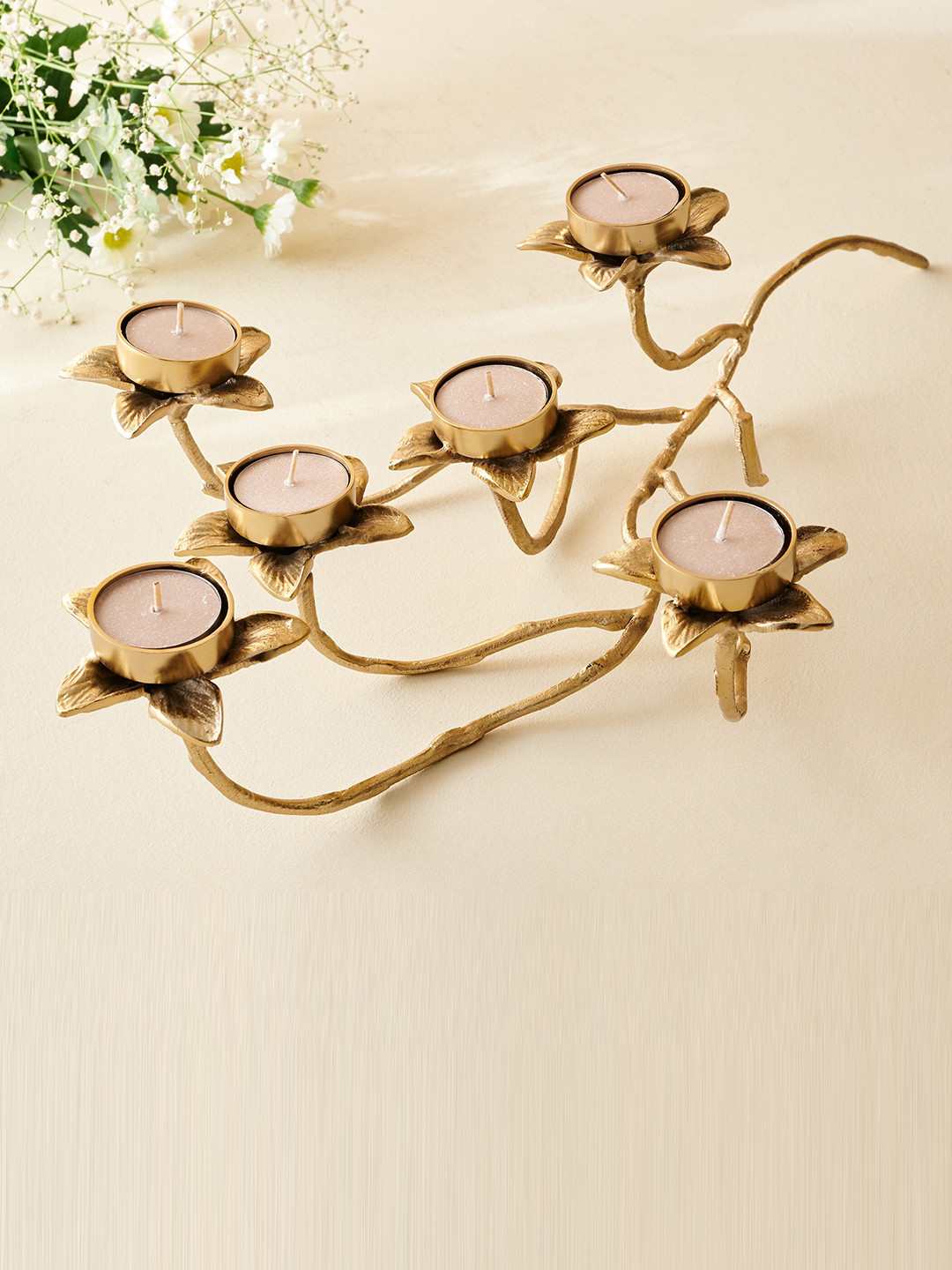 

Home Centre Gold-Toned Metal Stem Multi T-light Holder