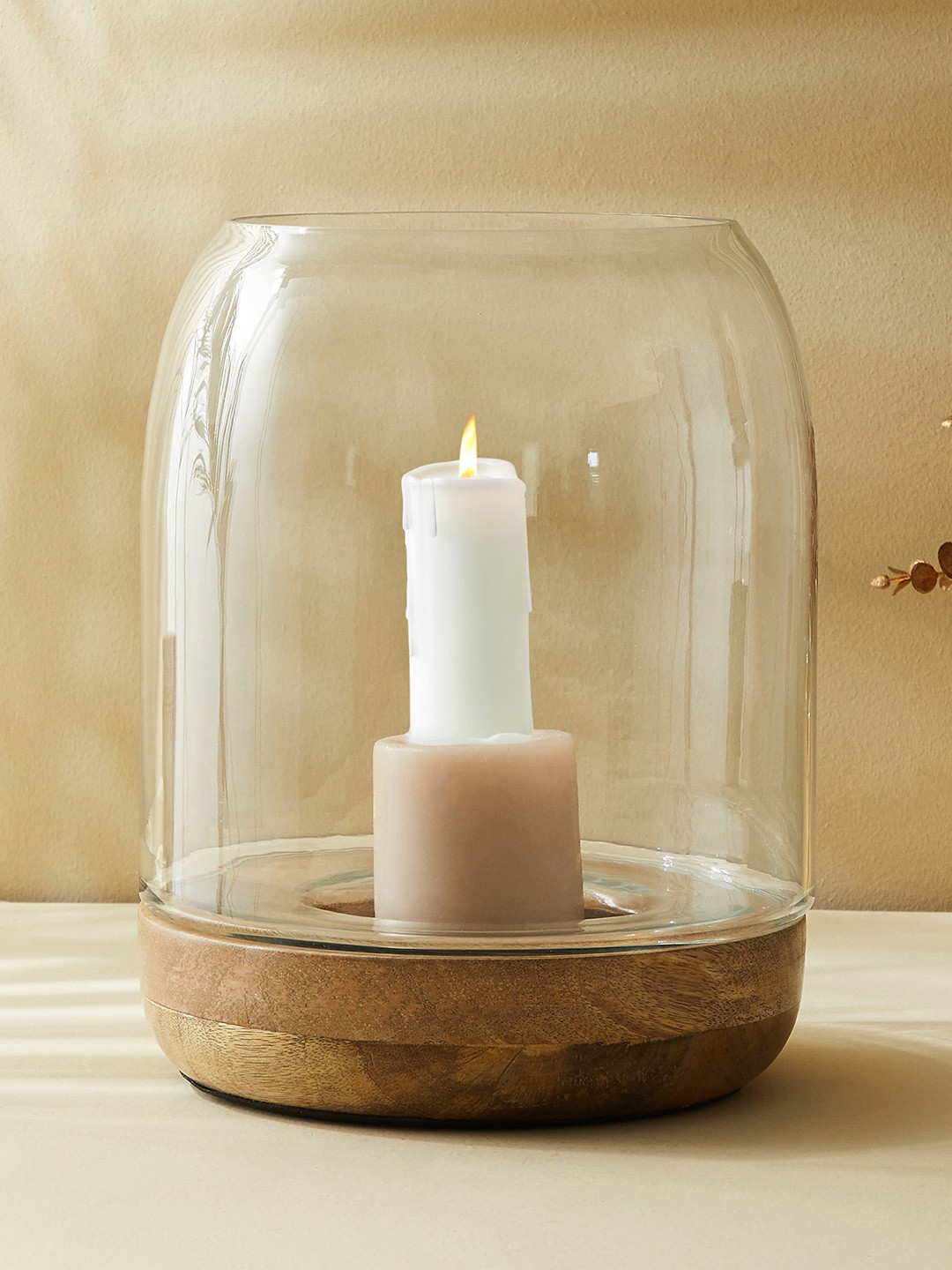 

Home Centre Brown Glass Hurricane Candle Holder