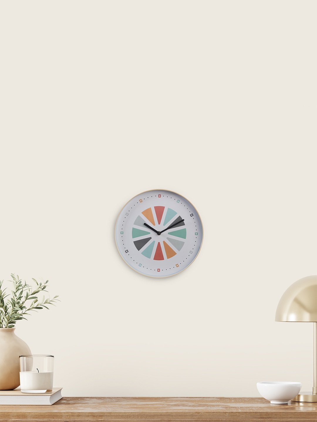 

Home Centre White & Green Printed Traditional Wall Clock