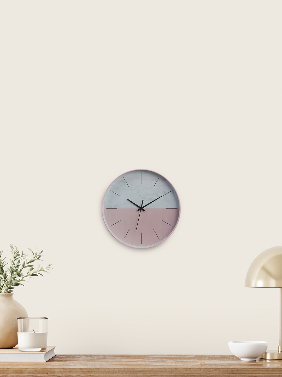 

Home Centre Pink & Grey Colourblocked Contemporary Wall Clock