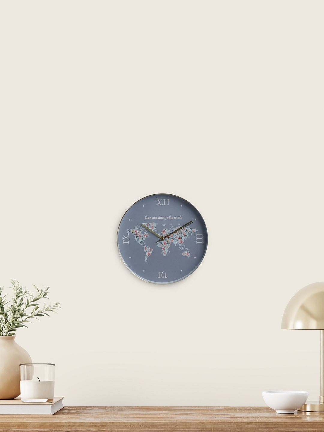 Home Centre Casablanca Blue Printed Analogue Contemporary Wall Clock