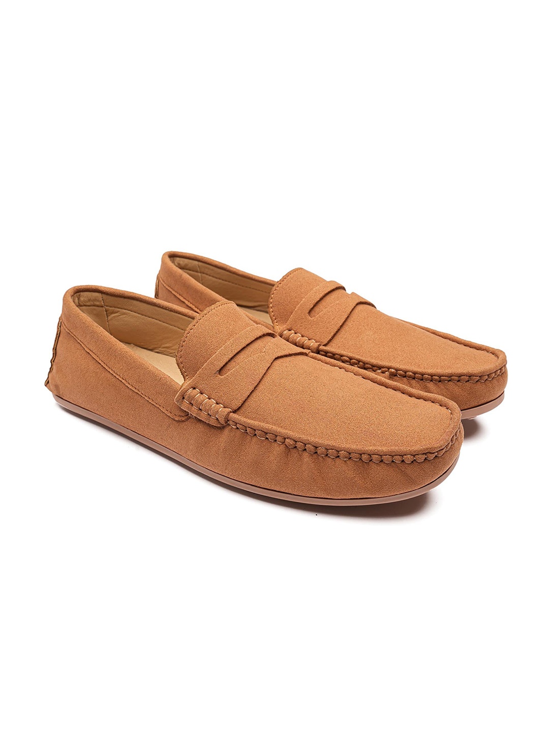 

Ethik Men Square Toe Slip-On Water Repellent Upper Loafers, Brown