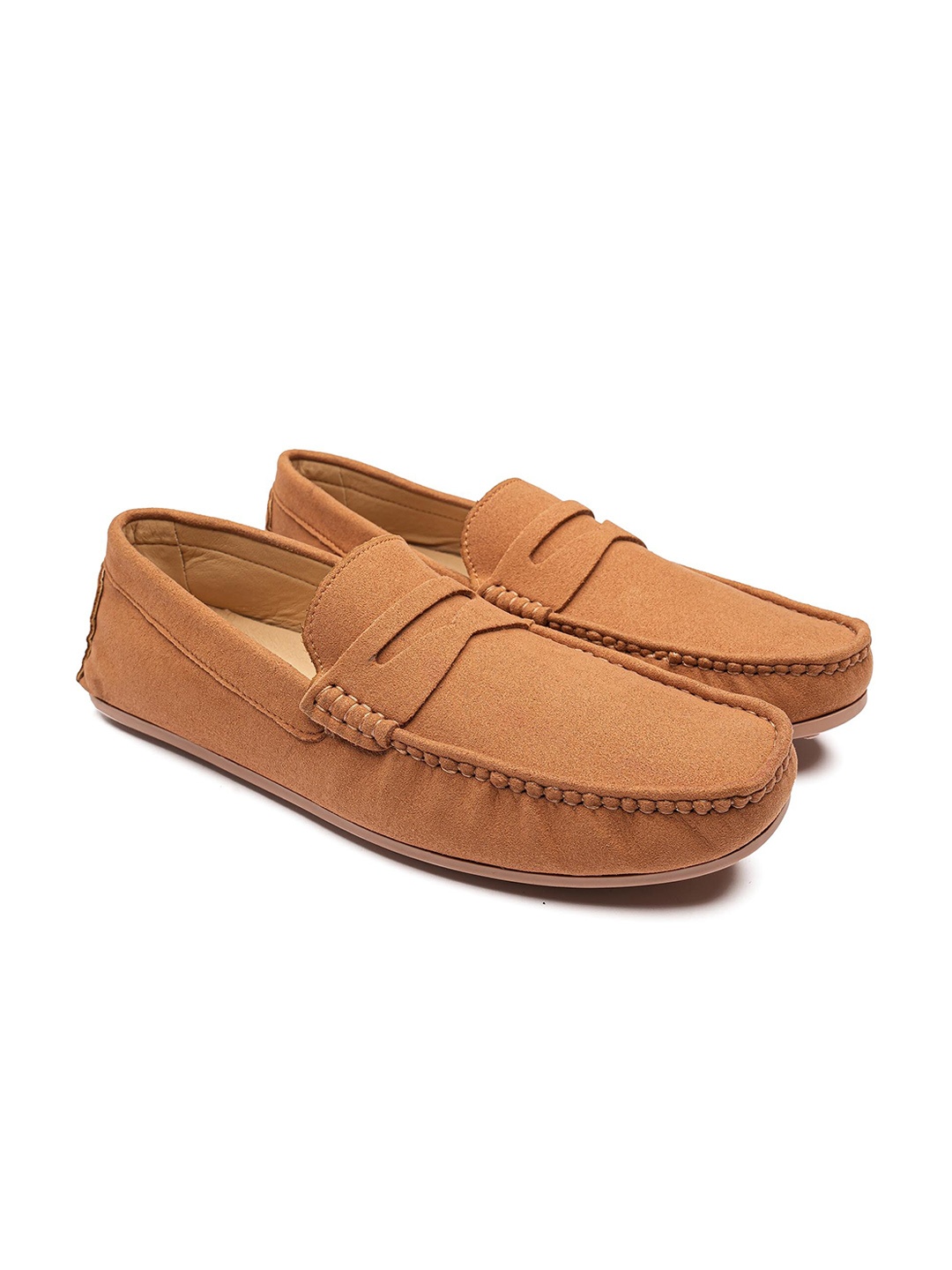 

Ethik Men Square Toe Slip-On Water Repellent Upper Loafers, Brown