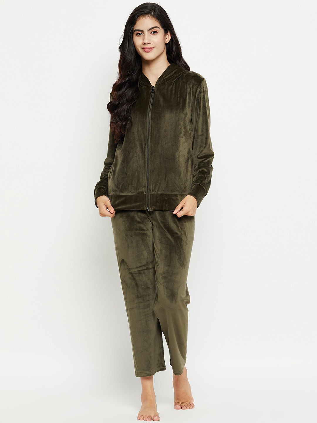 

Camey Hooded T-shirt With Pyjamas, Olive