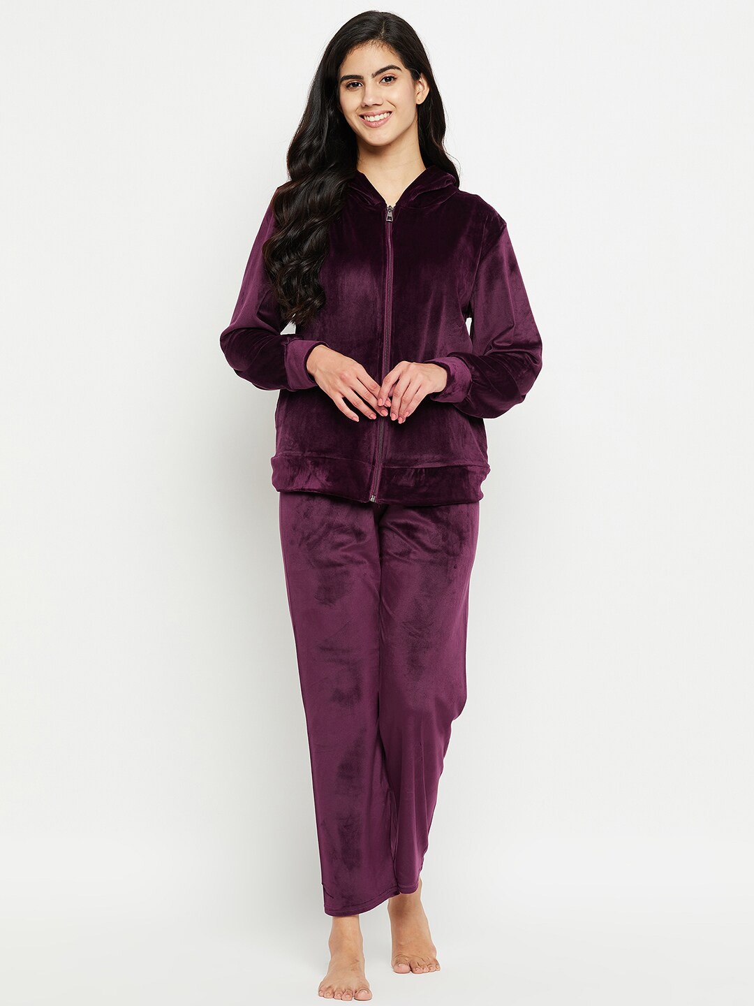 Camey Hooded Top With Pyjamas, Purple