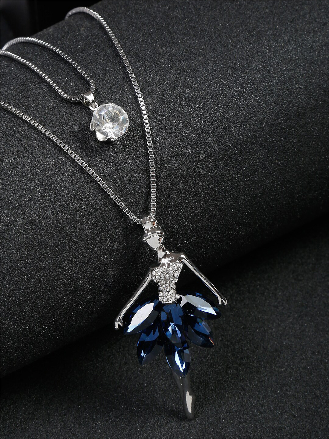 

YouBella Silver-Plated Crystal Studded Necklace