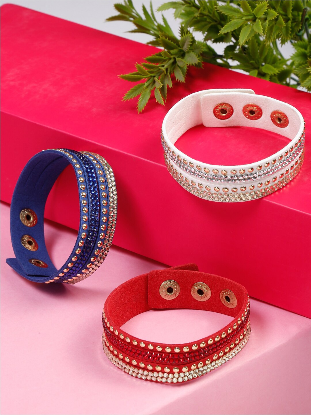 

YouBella Women Set Of 3 Wraparound Bracelet, Blue