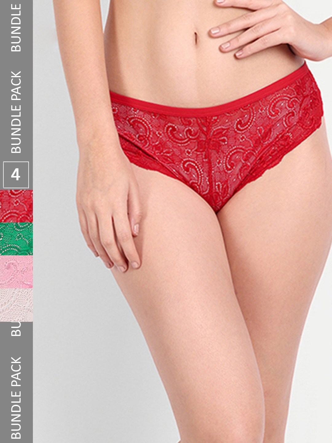 

StyFun Pack Of 4 Self-Design Bikini Briefs, Red