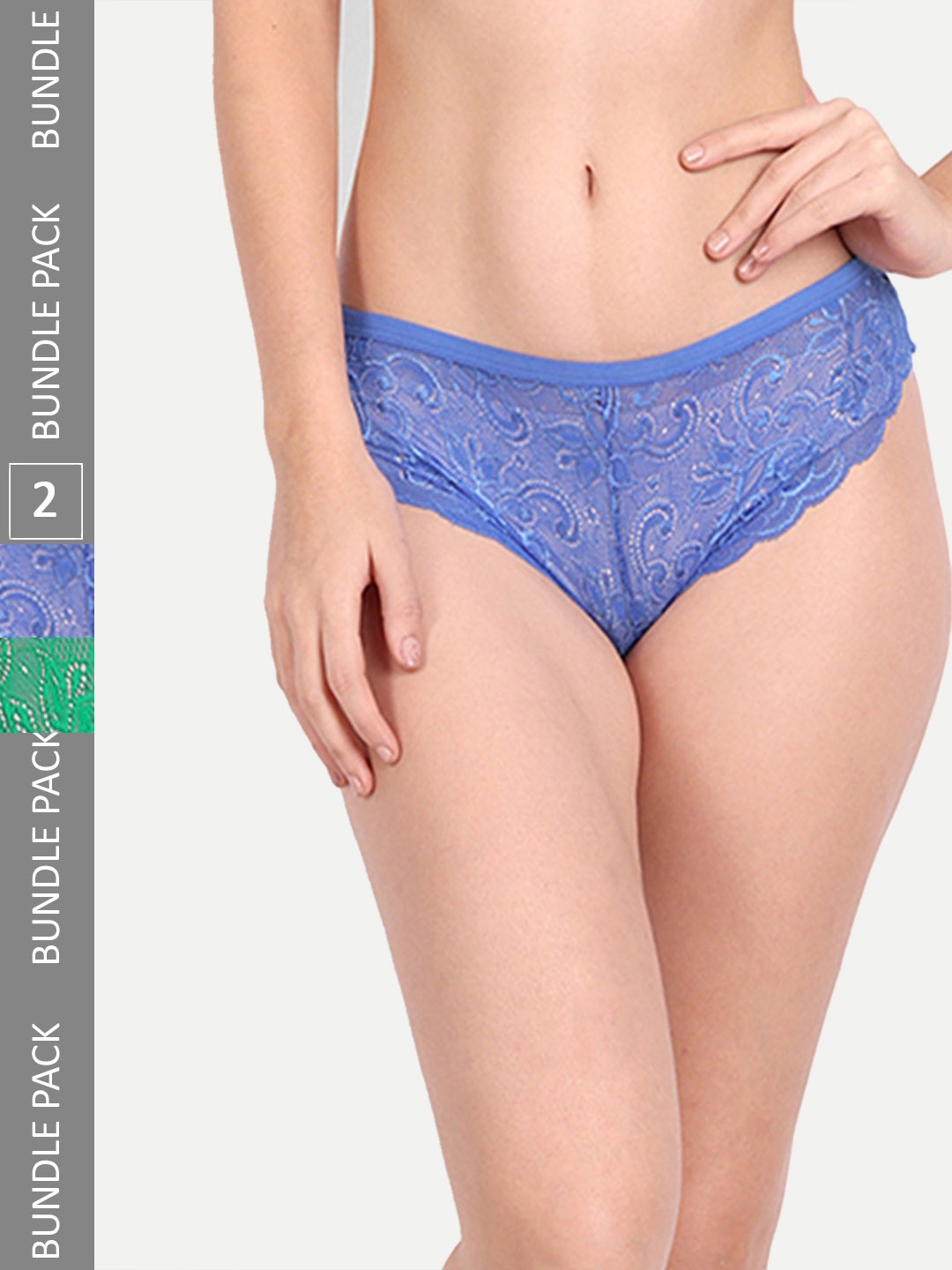 

StyFun Pack Of 2 Self-Design Low-Rise Bikini Briefs, Blue