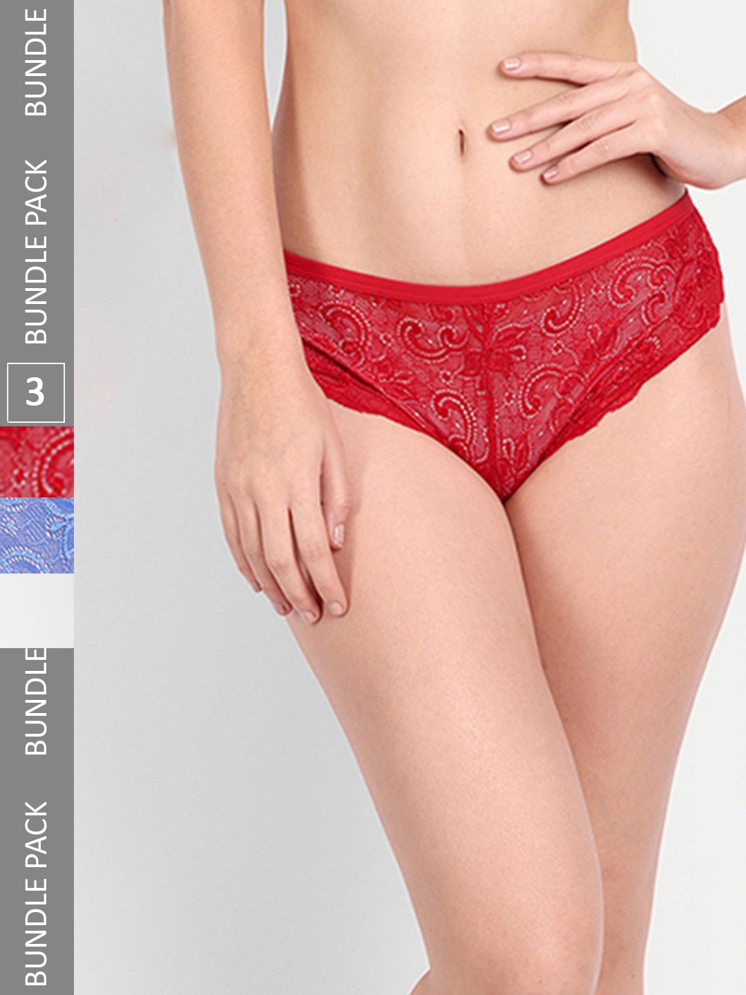 

StyFun Pack Of 3 Self-Design Bikini Briefs, Red