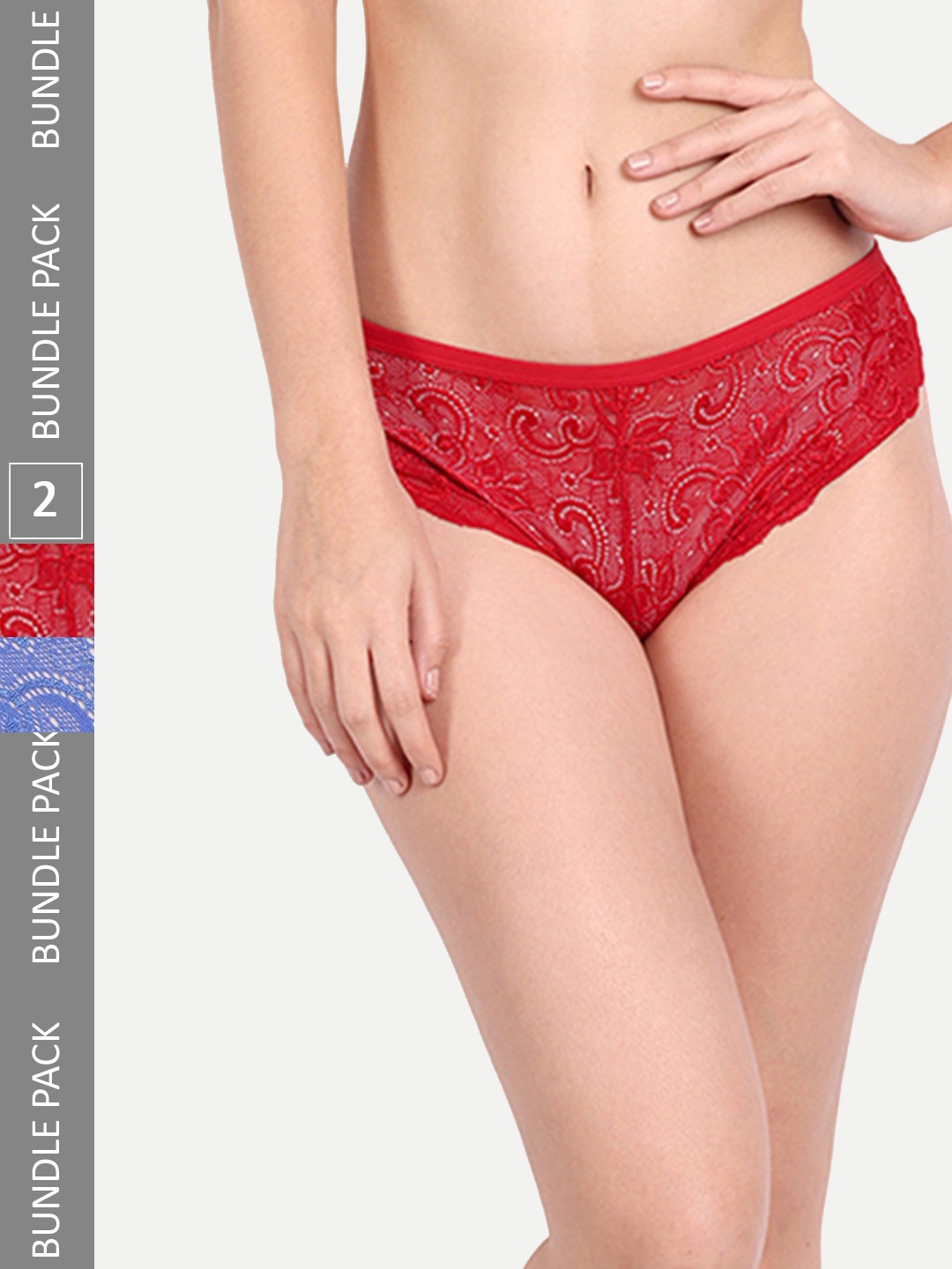 

StyFun Women Pack Of 2 Self Design Bikini Briefs, Red