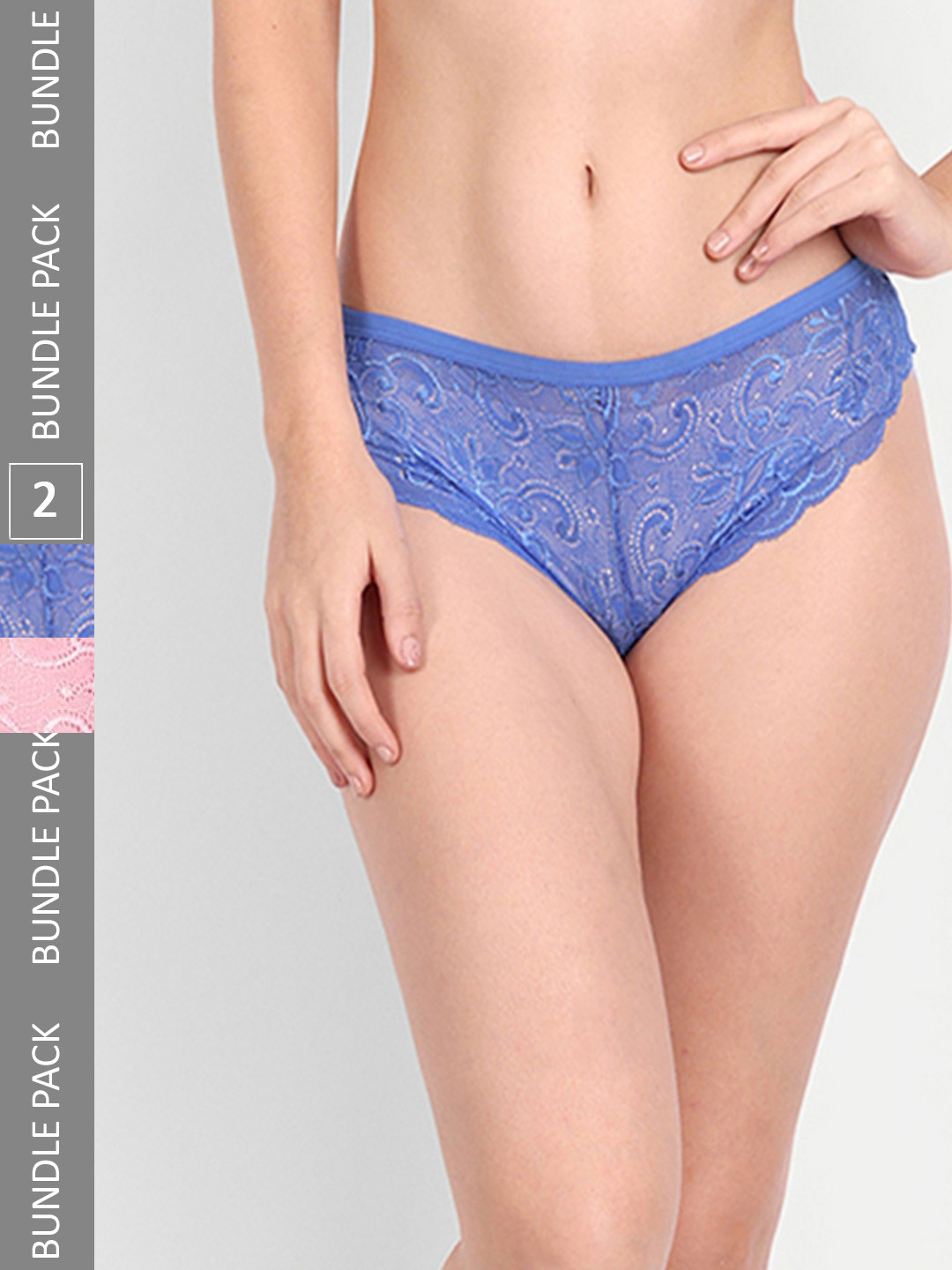 

StyFun Pack Of 2 Self Design Low-Rise Bikini Briefs, Blue