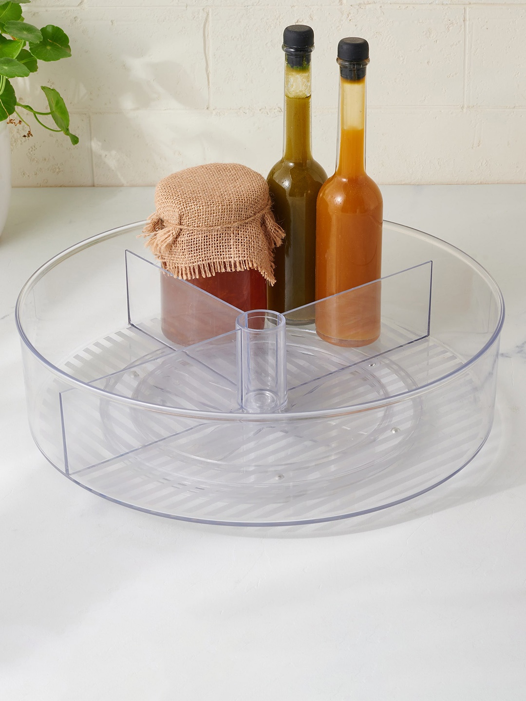 

Home Centre Orion Frisker Transparent Lazy Susan Fridge Organizer With Partition