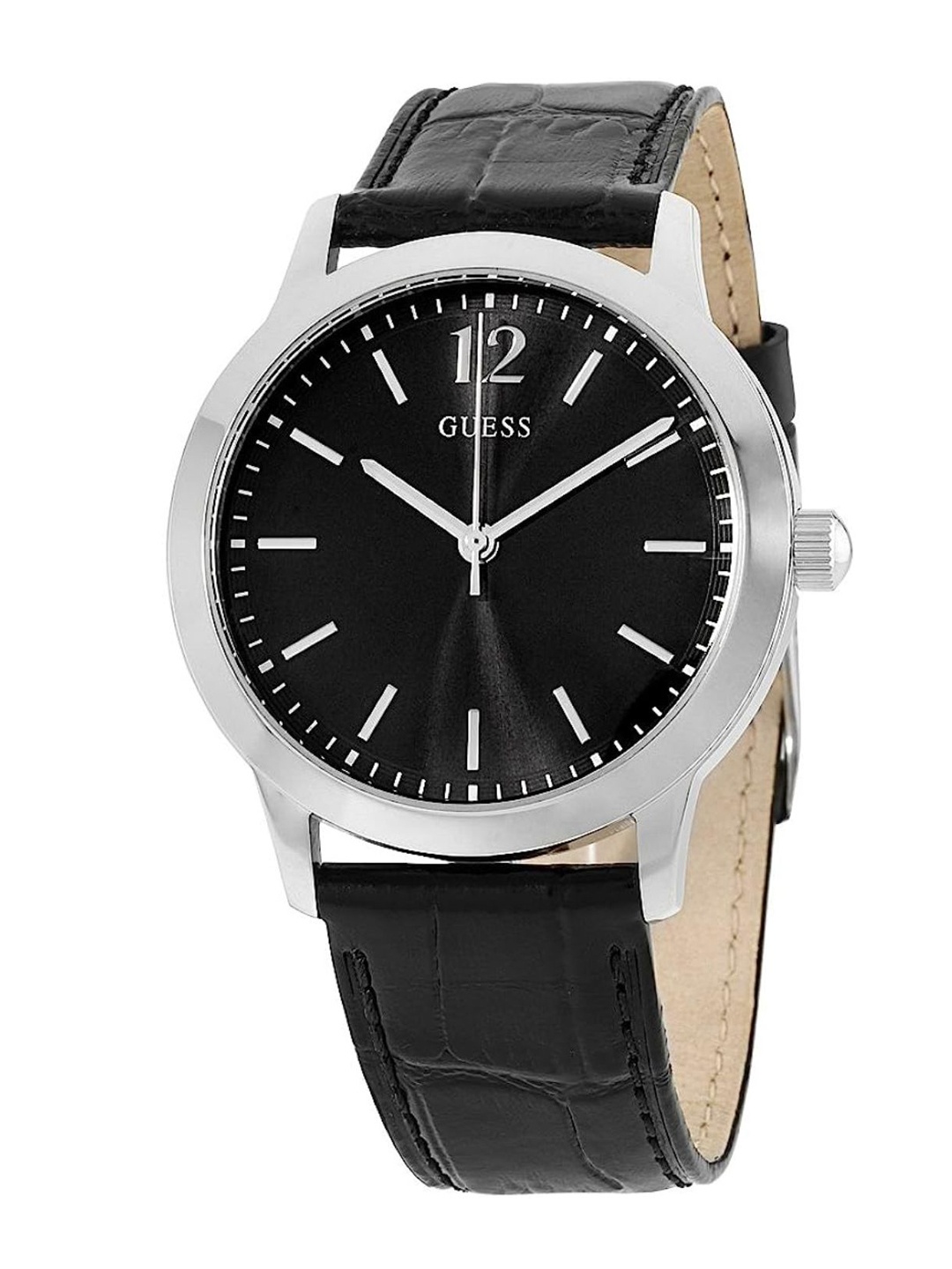

GUESS Men Leather Textured Straps Analogue Watch W0922G1, Black