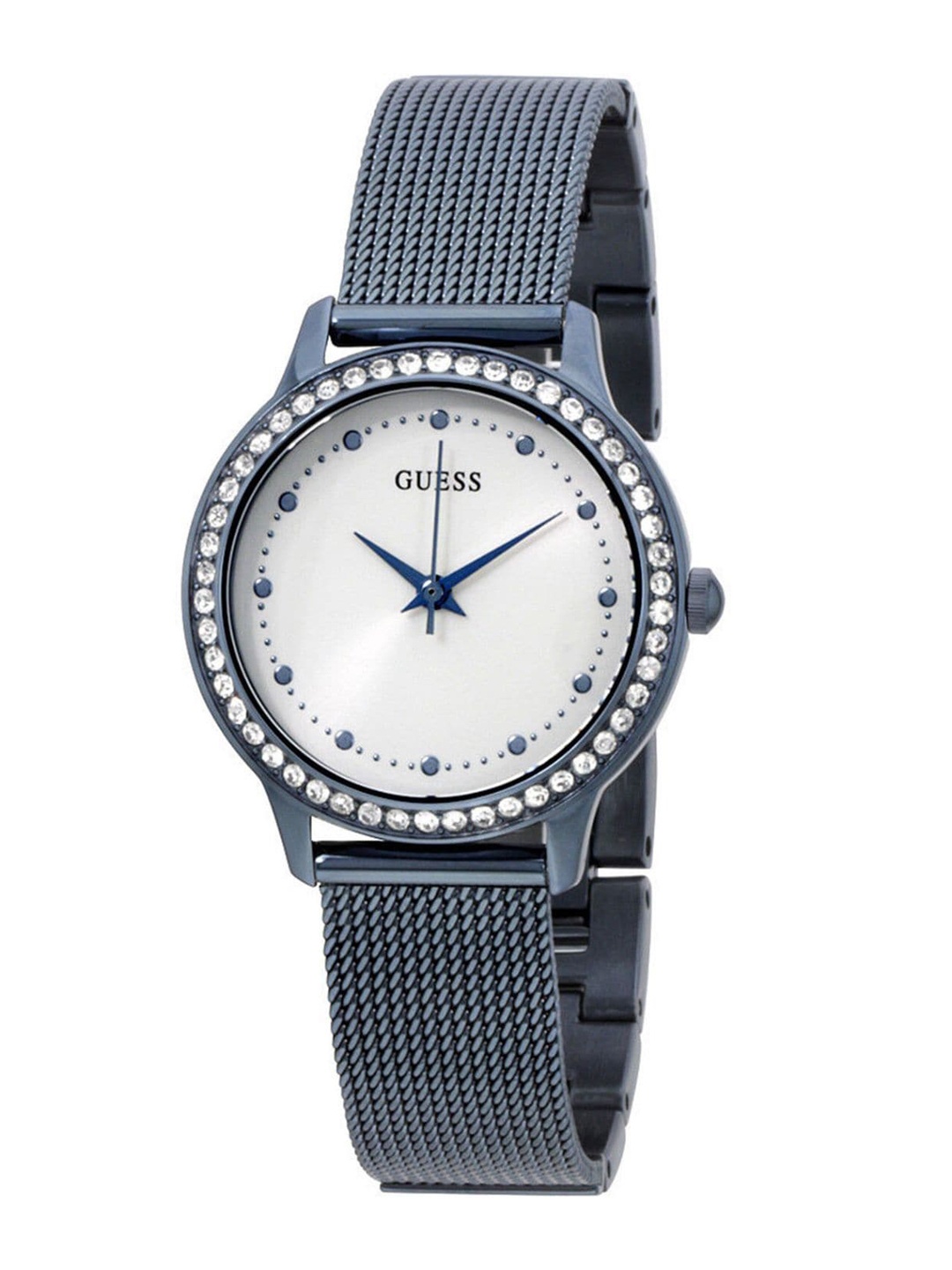 

GUESS Women Brass Embellished Dial & Stainless Steel Bracelet Style Analogue Watch W0647L4, White