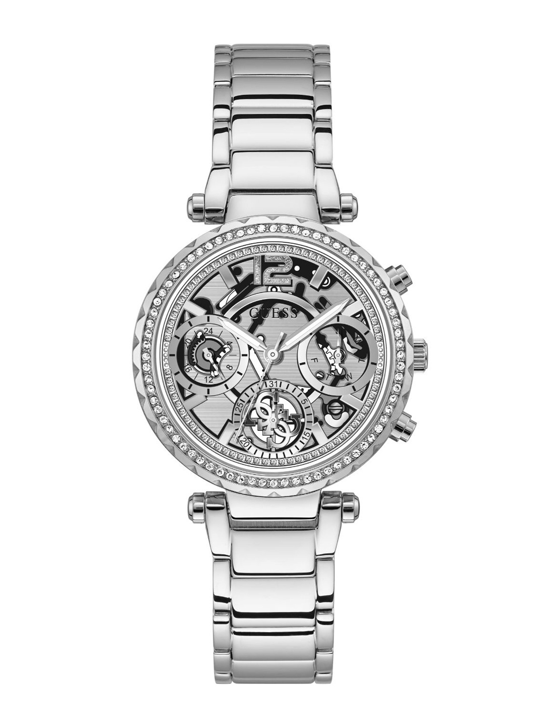 

GUESS Women Stainless Steel Bracelet Style Straps Analogue Watch GW0403L1, Silver