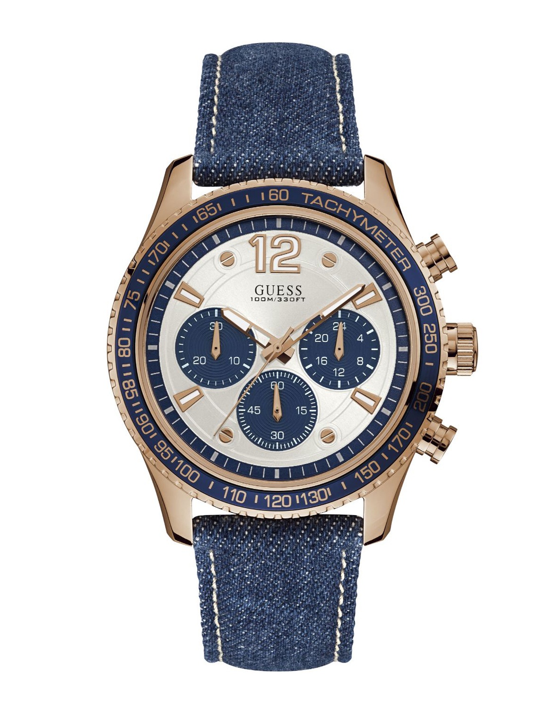

GUESS Men Brass Dial & Leather Straps Analogue Watch W0970G3, White