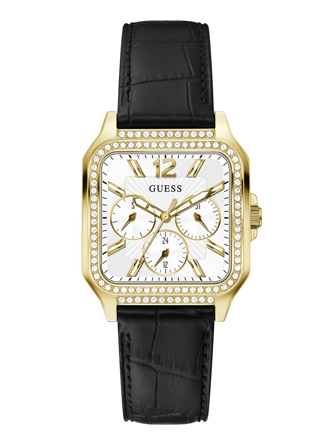 

GUESS Women Brass Dial & Leather Textured Straps Analogue Watch GW0309L2, White