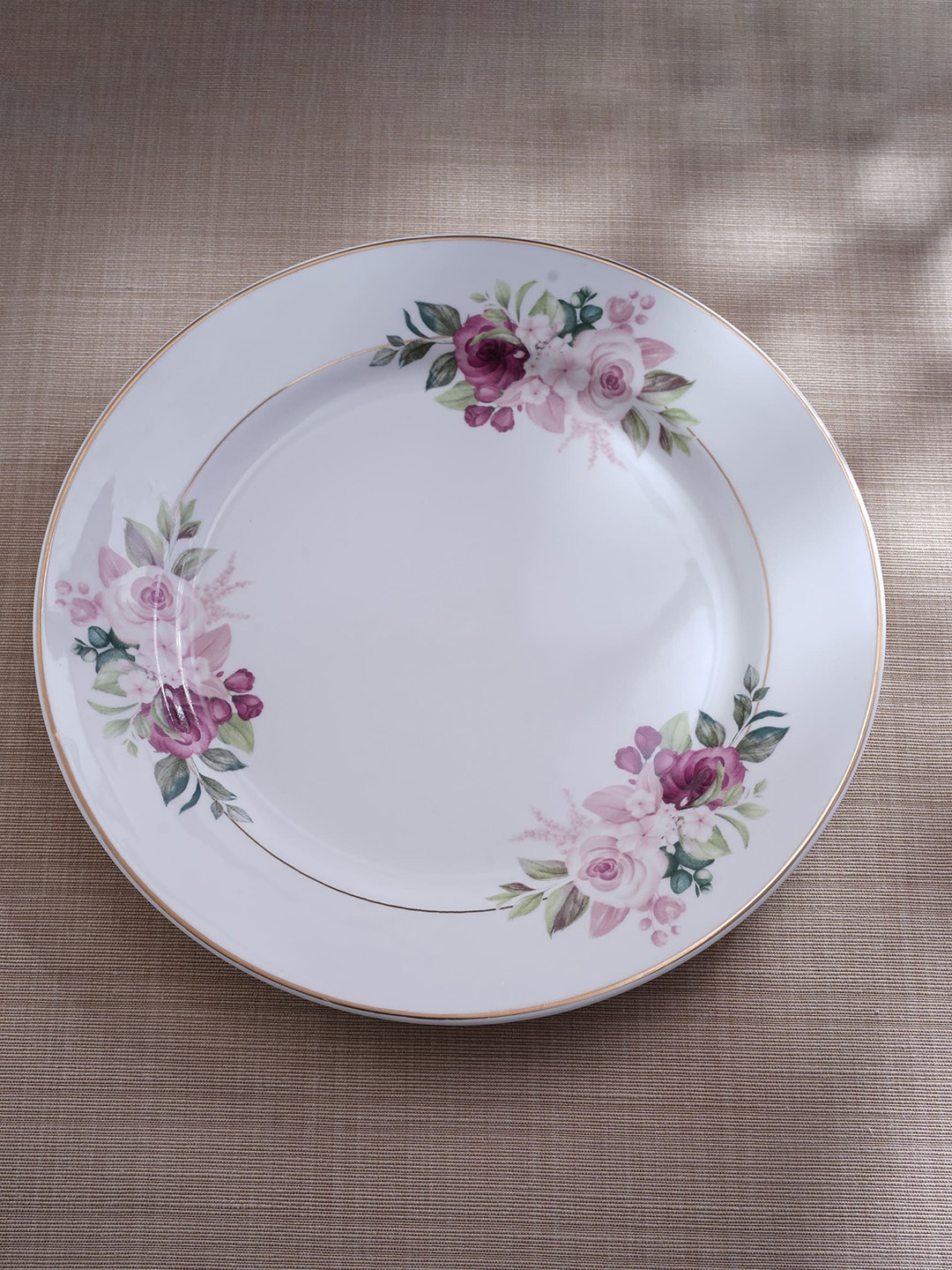 

Home Centre Lucas White & Pink Printed Dinner Plate