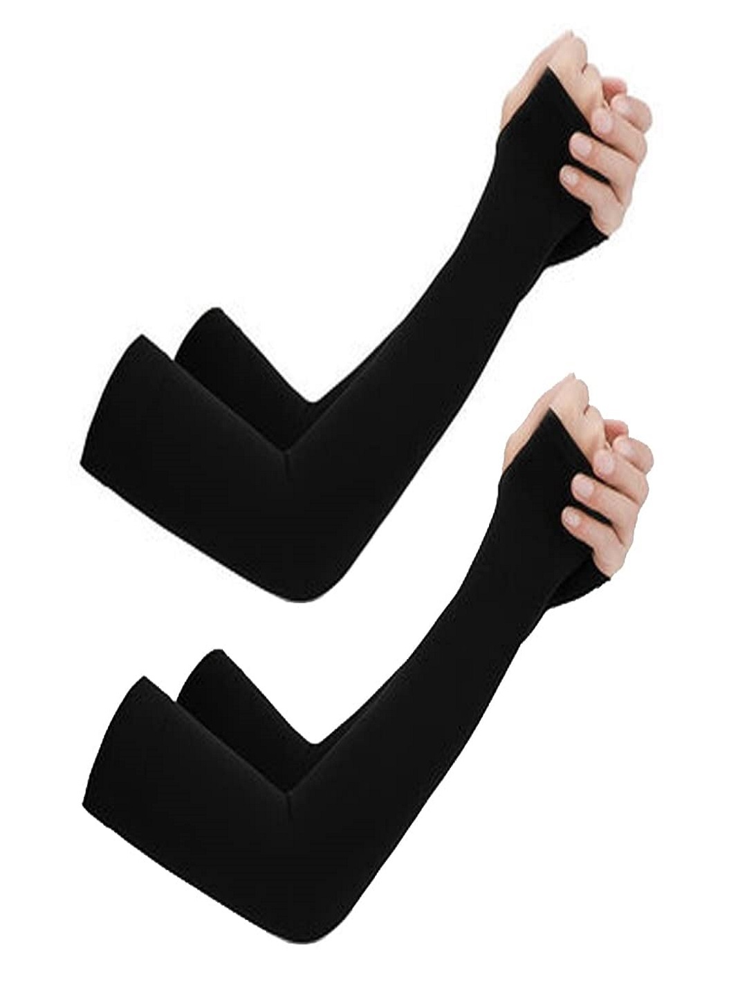 

DALUCI Pack Of 2 Sun Protection Stretchable Arm Sleeves Gloves, Black