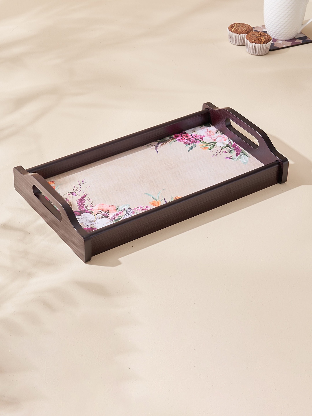 

Home Centre Gracie Florista Brown & Pink Printed Rectangle Wooden Tray