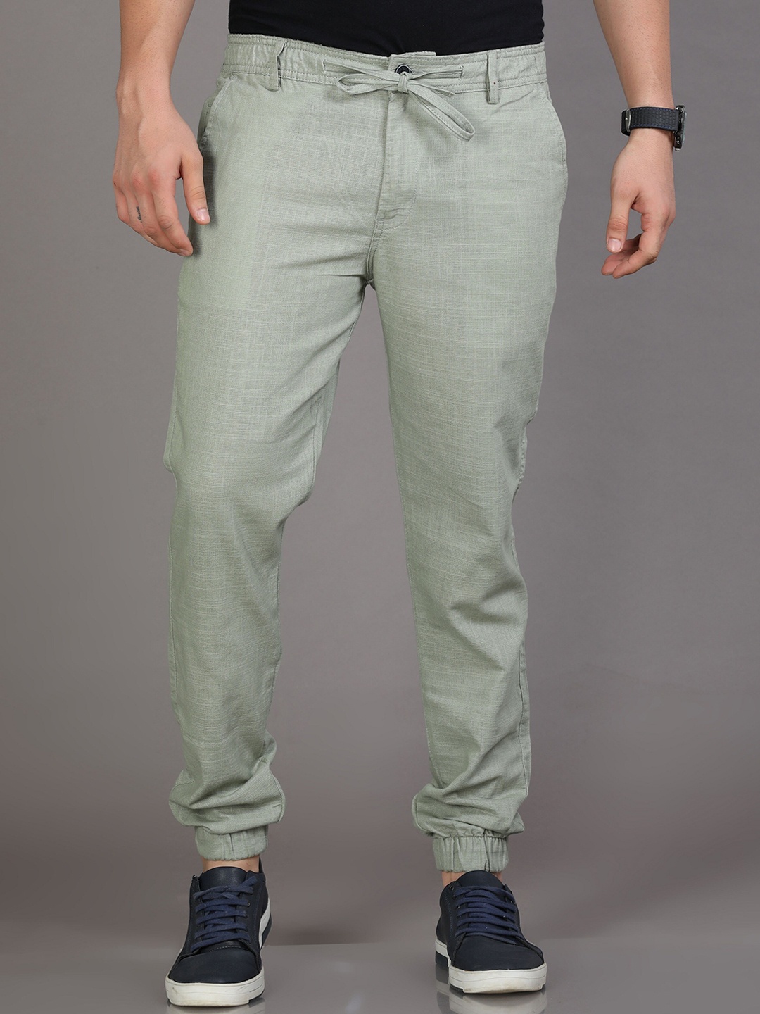

Reslag Men Mid Rise Linen Joggers, Lime green
