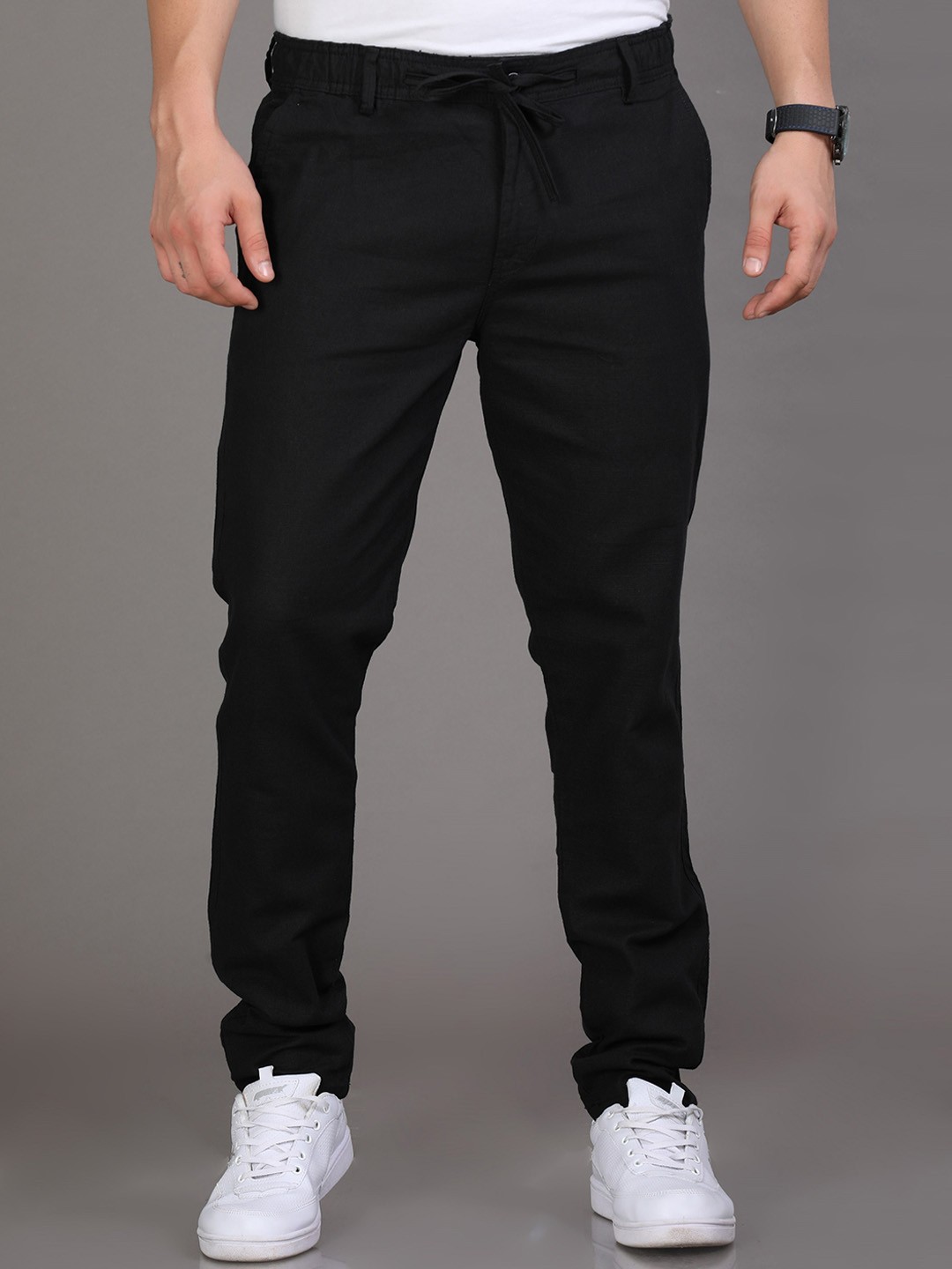 

Reslag Men Mid Rise Linen Joggers, Black