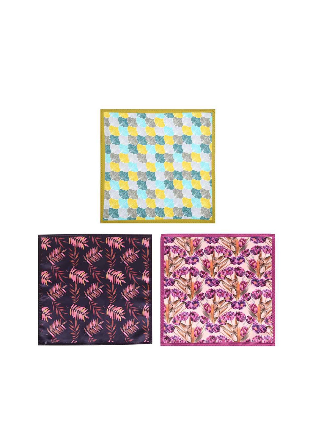 

Tossido Men Pack Of 3 Printed Pocket Squares, Purple