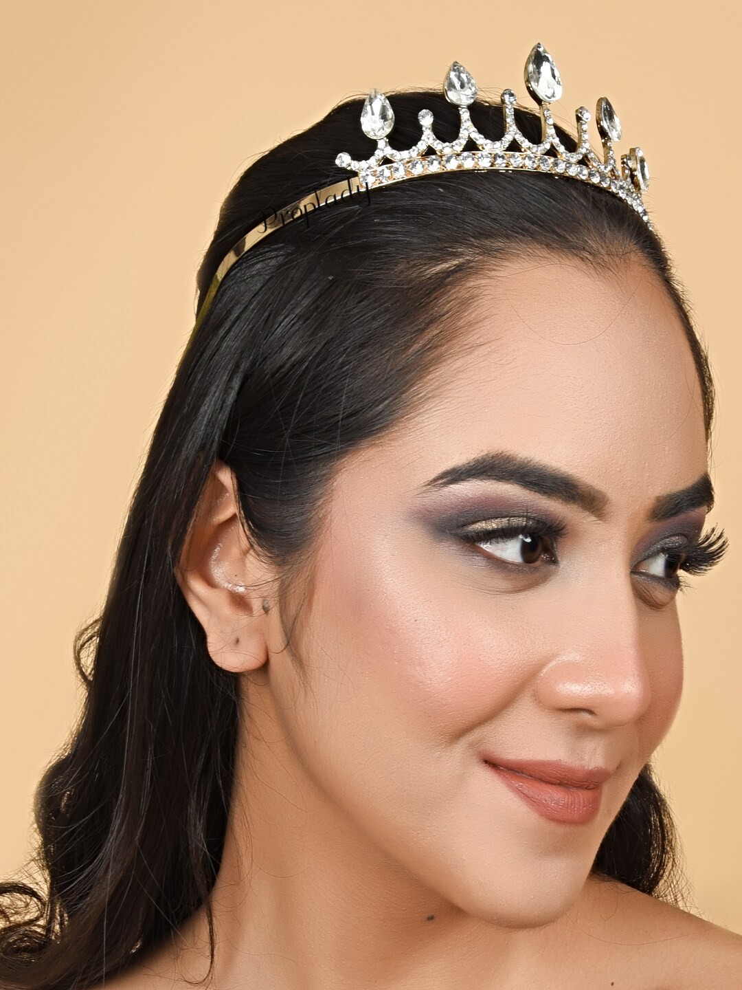 

Proplady Women Stone Studded Embellished Crown Tiara, Gold