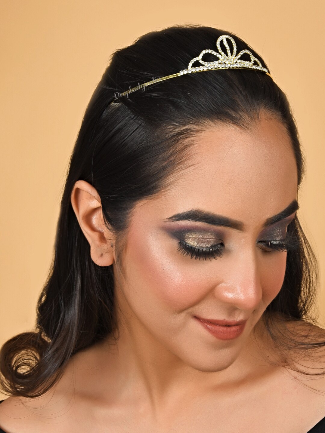 

Proplady Women Stone Studded Embellished Crown Tiara, Gold