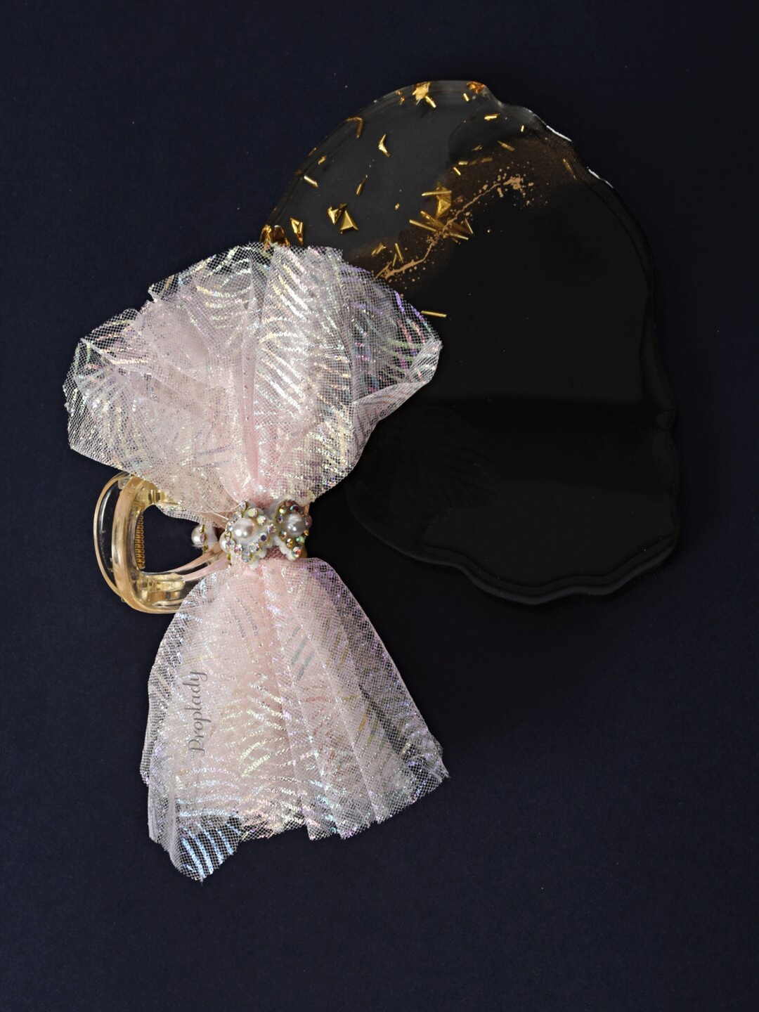 

Proplady Women Embellished Alligator Hair Clip with Net Frills, Champagne