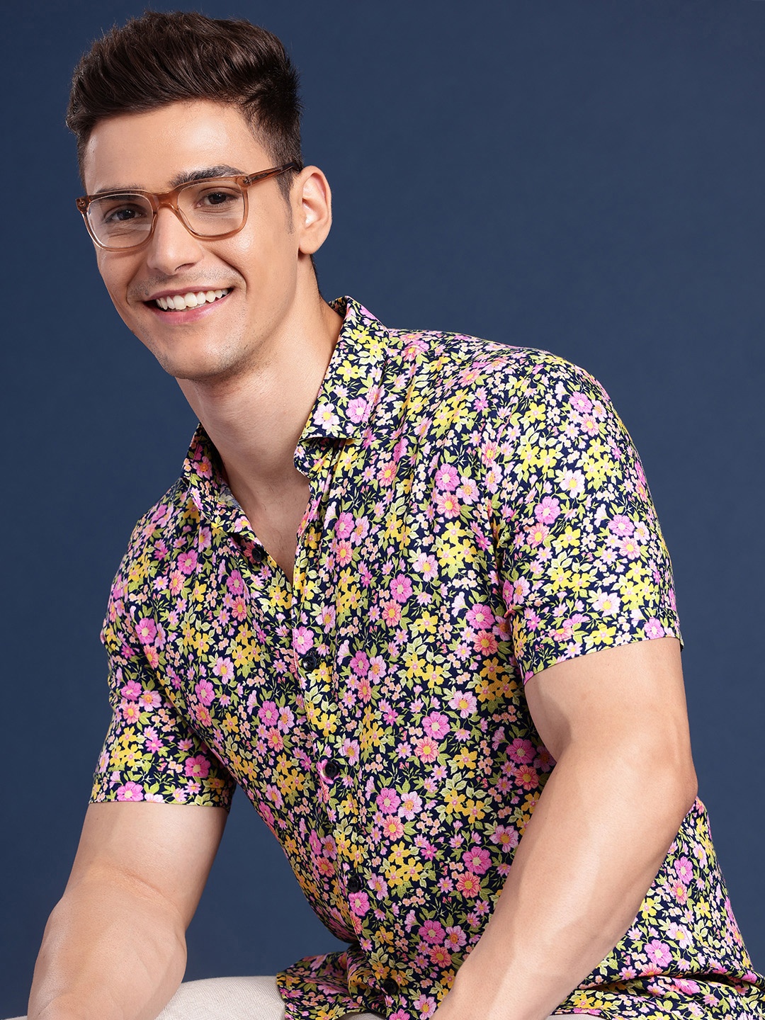 

Mast & Harbour Floral Printed Casual Shirt, Navy blue