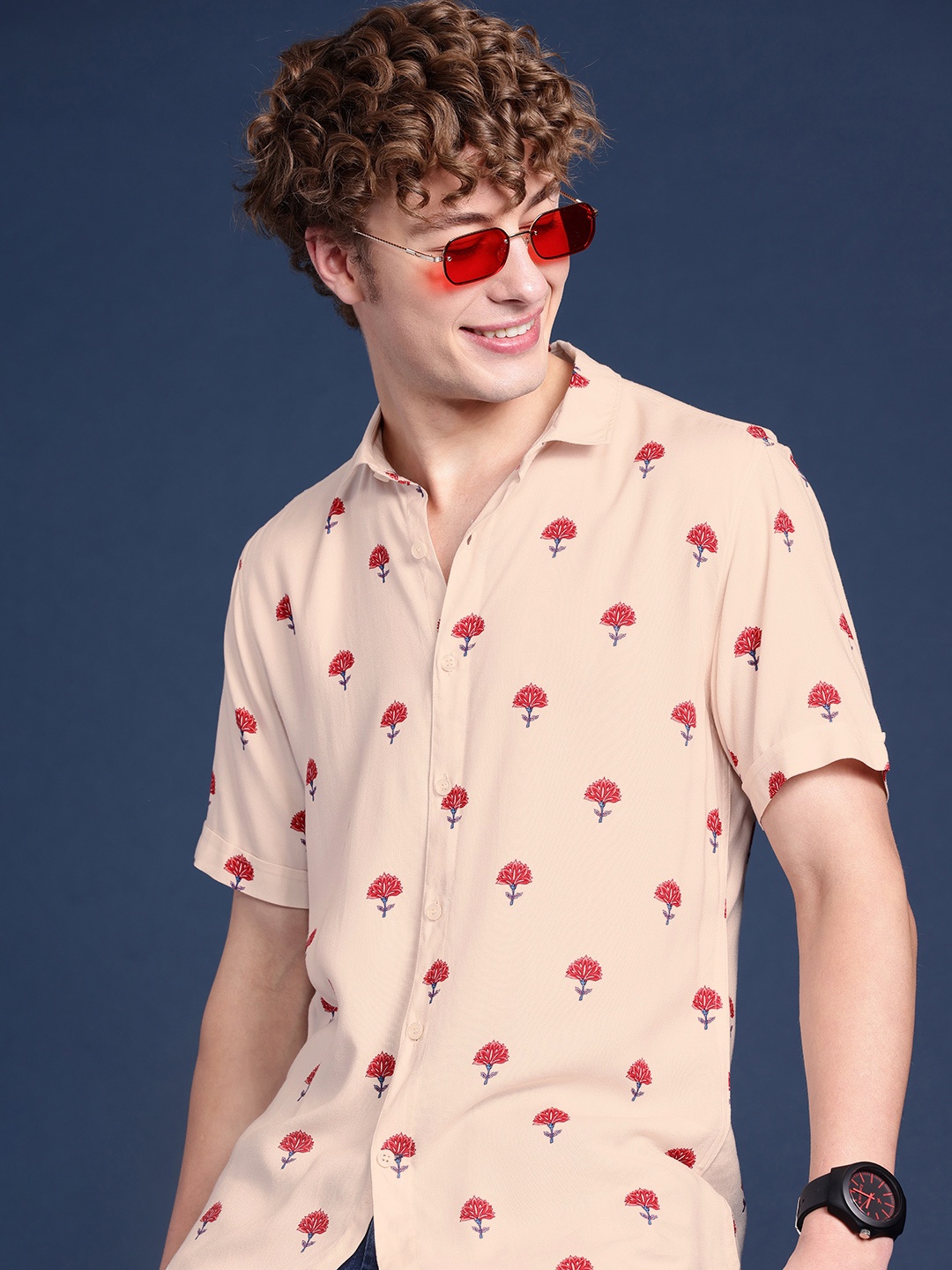 

Mast & Harbour Floral Printed Casual Shirt, Cream