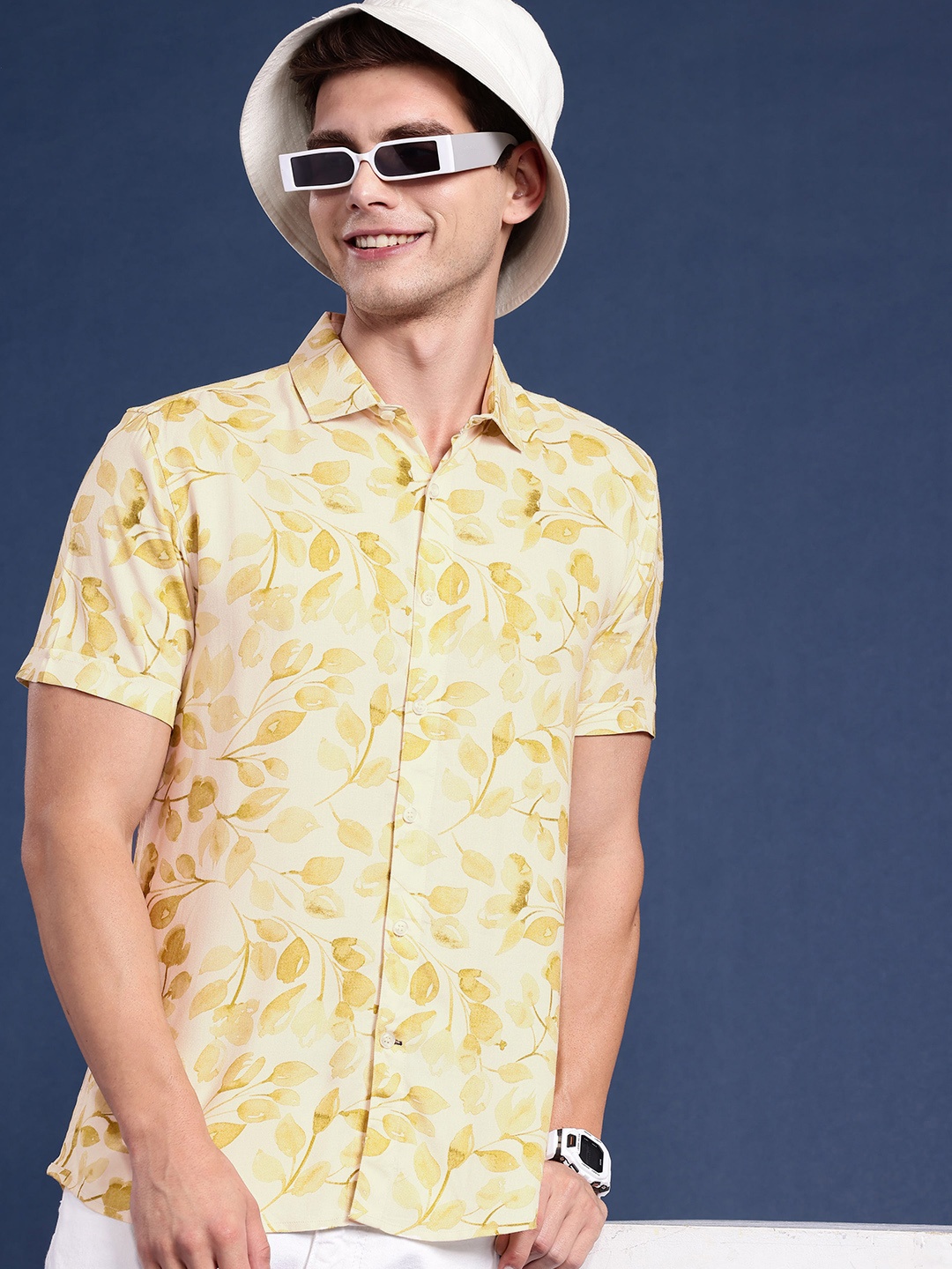 

Mast & Harbour Tropical Printed Casual Shirt, Mustard