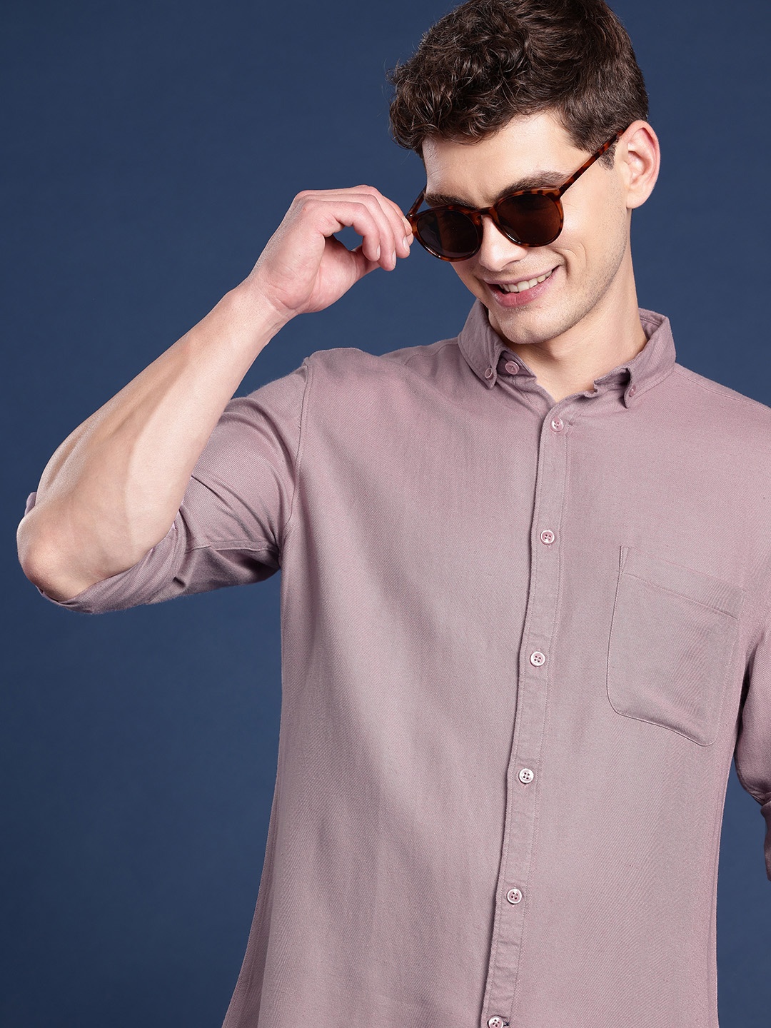 

Mast & Harbour Solid Viscose Linen Casual Shirt, Mauve