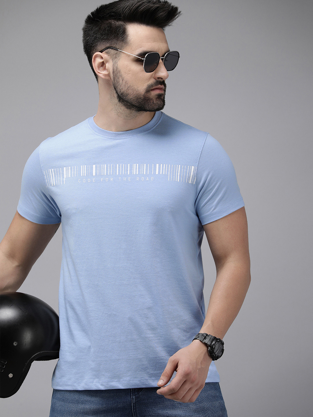 

Roadster Men Typography Printed T-shirt, Blue