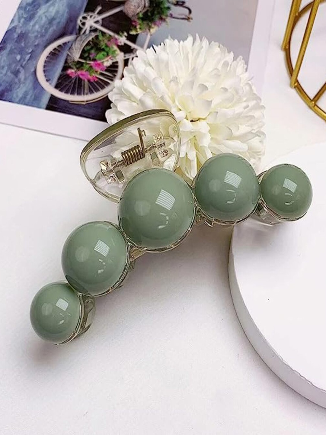 

ANNA CREATIONS Women Set of 2 Claw Clip, Green
