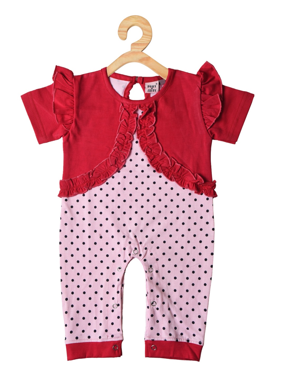

POMY & JINNY Infant Girls Printed Ruffles Cotton Rompers, Pink