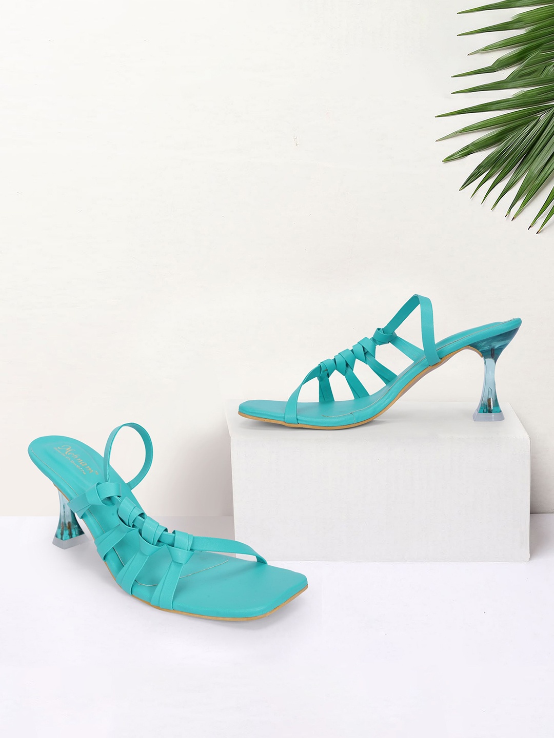 

MEHNAM Printed Slim Heels, Green