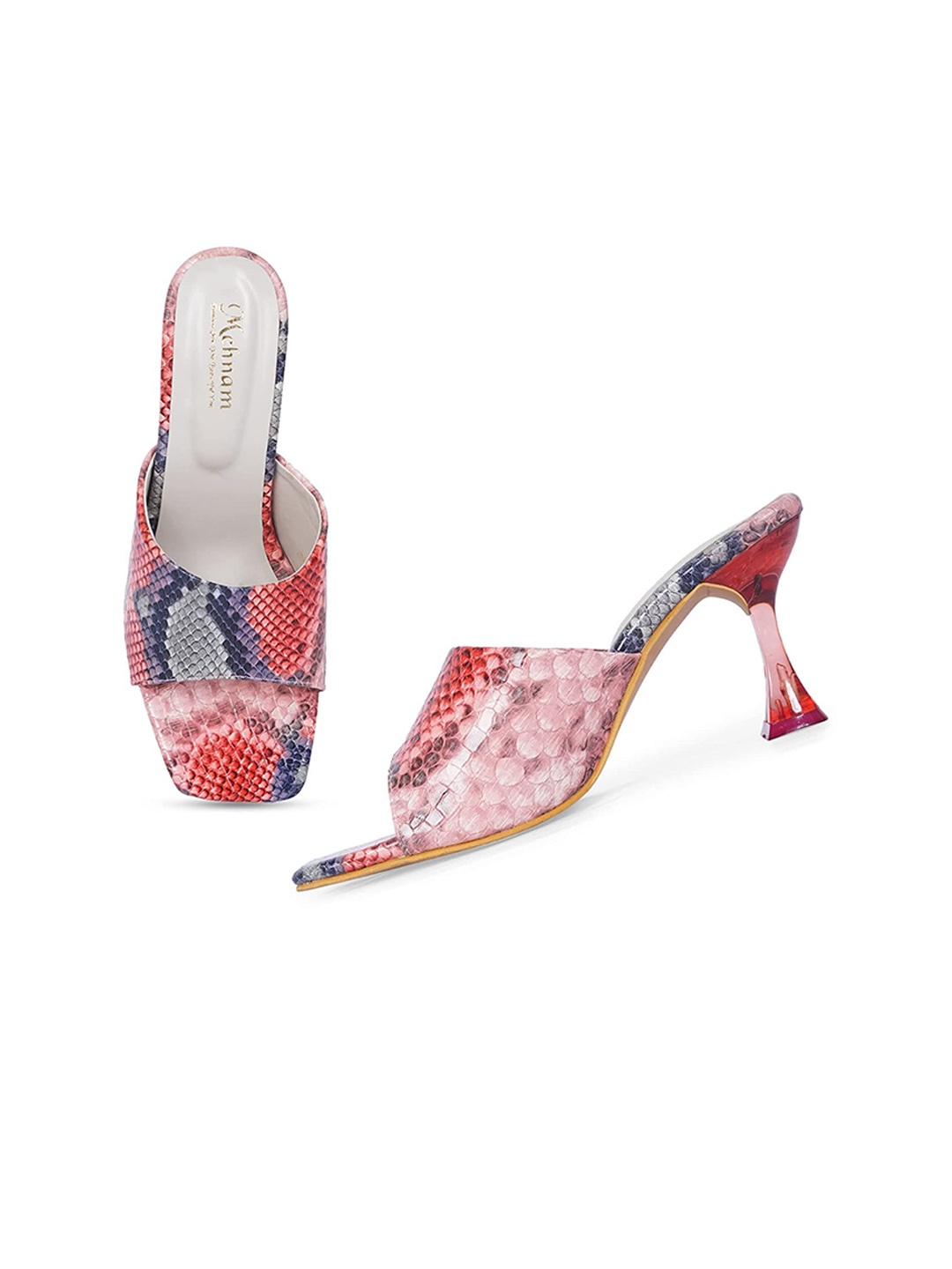 

MEHNAM Embellished Kitten Sandals, Pink